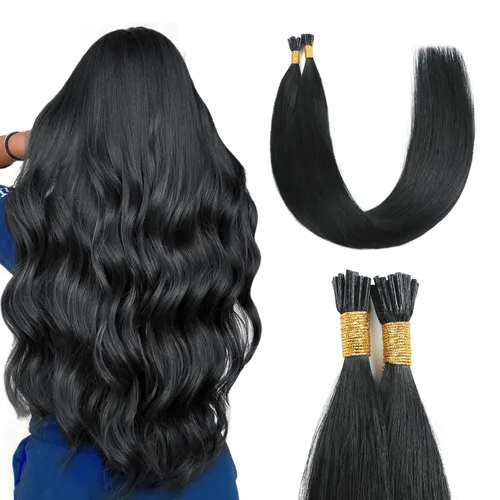 Miniatura 15 de Sunya Extensiones de cabello humano con punta en I Tip, 1.76 oz, 50 mechones por paquete, extensiones de cabello con queratina previamente unidas
