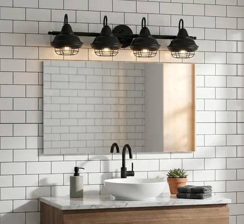 Miniatura 2 de Charleston - Aplique de pared con 4 luces, color negro mate, accesorio para baño: 10014
