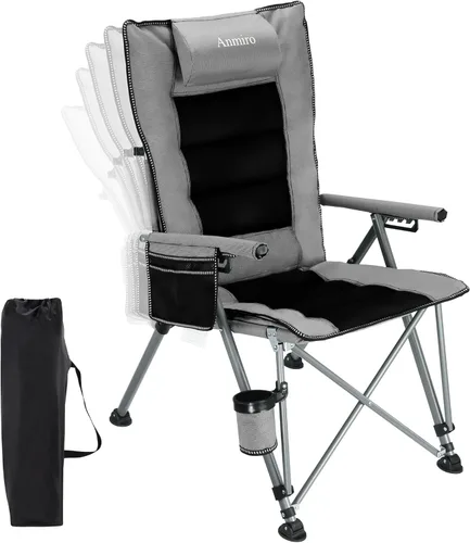Miniatura 10 de Silla de camping plegable con portavasos y bolsa de almacenamiento, soporte resistente de 400 libras, silla de campamento portátil plegable de gran