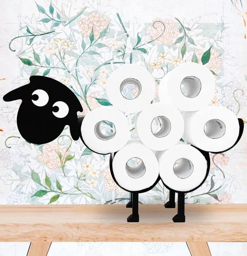 Miniatura 2 de Lindos soportes de papel de oveja, soporte de papel higiénico de metal negro, organizador decorativo de almacenamiento de papel higiénico