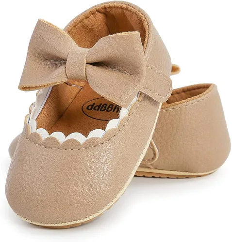 Miniatura 3 de E-FAK Zapatos planos Mary Jane para bebés zapatos planos antideslizantes de goma suave suela de goma suave zapatos de vestir de princesa