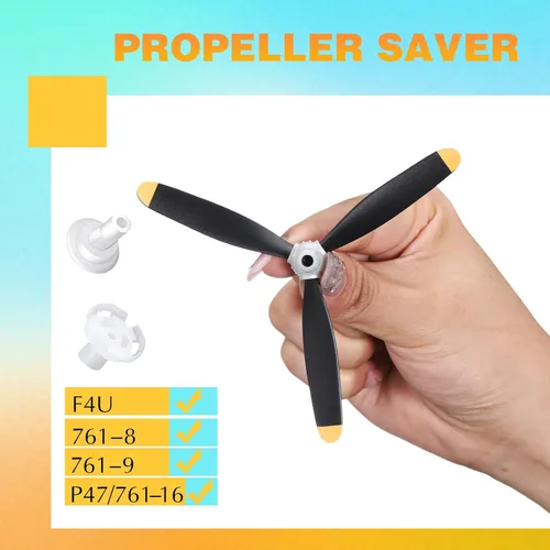 Miniatura 2 de Jenaai 3 juegos de hélice de avión RC de 3 palas compatibles con F4U 761-8 761-9 761-16 T28 P47 Fighter Control remoto, avión controlado por radio