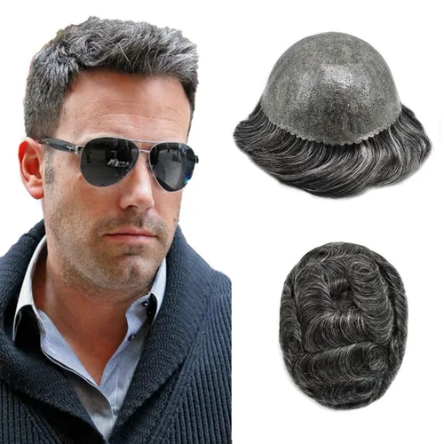 Miniatura 92 de Toupee - Sistema de reemplazo de cabello humano para hombre, 0.004 in, inyectado, piel de polietileno, piezas de pelo para hombre, 6 x 8 pulgadas