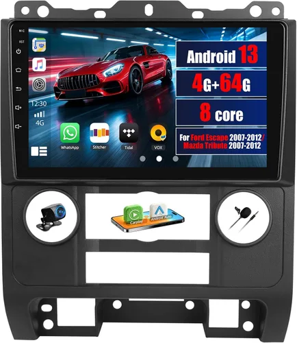 [8 Core 4G+64G] Android 13 Estéreo de coche para Ford Escape 2007-2012/Mazda Tribute 2007-2012 con Apple CarPlay Android Auto, radio de coche con