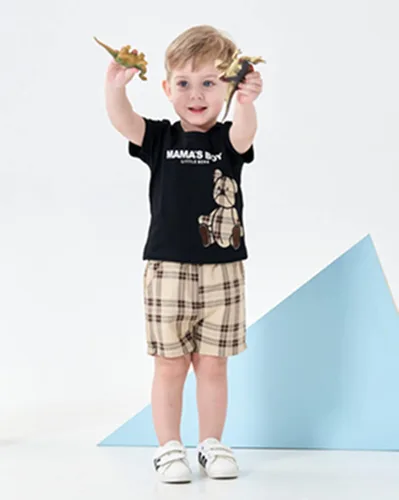 Miniatura 27 de Conjunto de ropa de verano para bebé y niño, camiseta de manga corta de algodón, pantalones cortos de dinosaurios, conjunto de ropa para niño
