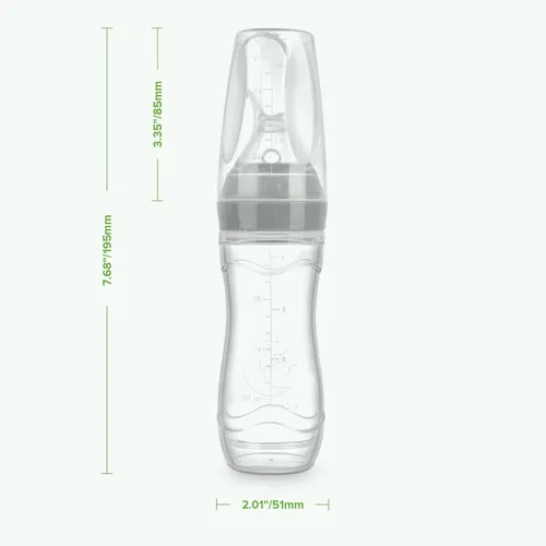Miniatura 8 de Haakaa Comedero de silicona para bebés de 4 onzas, alimentador de cereales para bebés, alimentador de alimentos frescos para bebés, botella de Gris