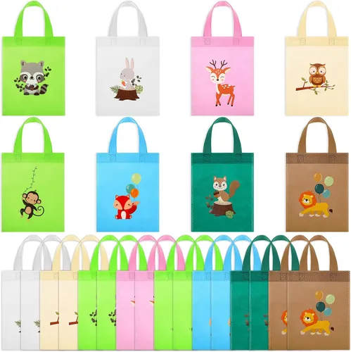 Faccito 24 bolsas de regalo de animales del bosque, bolsa de regalo de cumpleaños de animales del bosque, bolsa de regalo de dulces de la selva,