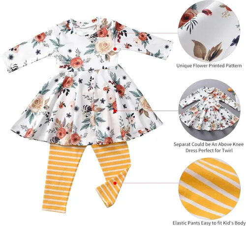 Miniatura 2 de Conjunto de ropa de otoño para niñas pequeñas, túnicas altas, leggings, ropa boutique
