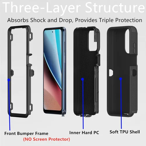 Miniatura 2 de Funda protectora resistente para Motorola Moto G Stylus 4G 2023, resistente a prueba de polvo, a prueba de golpes, protección contra caídas, 3 en 1