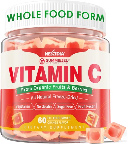 Gomitas orgánicas de vitamina C de 120 mg para adultos, sin azúcar, defensa inmunológica diaria, antioxidante crudo, suplemento de vitamina C