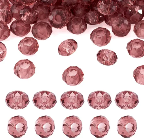 Miniatura 11 de KISSITTY - 100 cuentas europeas facetadas de vidrio transparente a granel, cuentas espaciadoras sueltas de cristal a granel, sin núcleo de metal