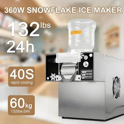 Miniatura 2 de Commercial Snowflake Ice Machine Shaved Ice Machine With Rapid Cooling Adjustable Speed Ice Cream Maker, Food-Grade Stainless Steel