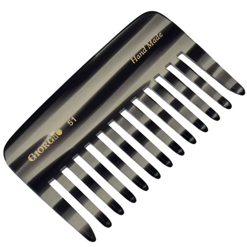 Giorgio G51 Peines Desenredantes de Grafito para Bolso de Viaje Pequeño, Peine de Bolsillo de Dientes Anchos para Cabello Grueso Rizado Ondulado.