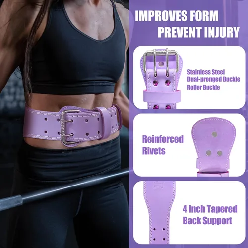 Miniatura 6 de Jaffick Cinturón de levantamiento de pesas para mujer, cinturones de cuero para gimnasio, cintura baja, soporte de espalda para mujeres y hombres