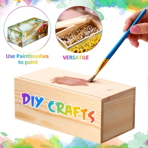 Miniatura 5 de Suzile 6 cajas de madera sin terminar con tapa deslizante, 7.87 x 3.94 x 3.15 pulgadas, caja de regalo pequeña de madera rectangular