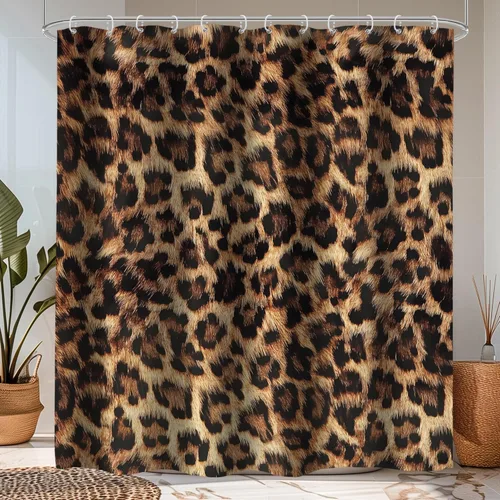 Miniatura 10 de Cortina de ducha con estampado de tigre, 60 pulgadas de ancho x 72 pulgadas de alto, safari salvaje, negro, marrón, potente pantera, piel de animal