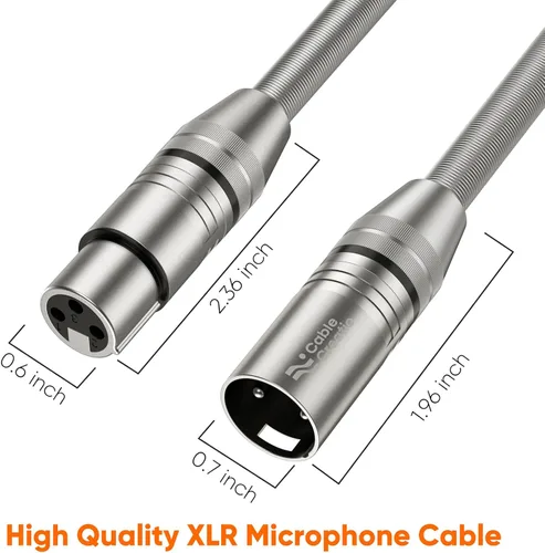 Miniatura 4 de CableCreation Cable XLR de 10 pies, cable de micrófono macho a hembra, cable de micrófono XLR trenzado de nailon equilibrado resistente, compatible