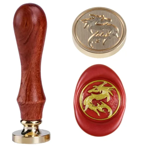 Miniatura 15 de Sello de cera de trébol de cuatro hojas, sello de trébol de la suerte con mango de palisandro 1'' 2.5cm, sello distintivo de cera de sellado, un
