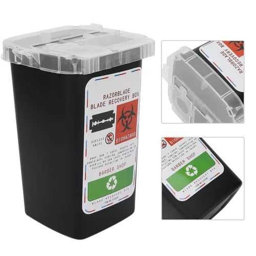 Miniatura 5 de FILFEEL Caja de eliminación de cuchillas, contenedor de cuchillas de desecho, peluquería, peluquería, peluquería, cuchillo de afeitar, caja