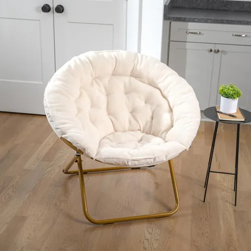 Miniatura 14 de EMMA + OLIVER Ersa - Silla plegable de gran tamaño de 38 pulgadas con tapicería de piel sintética acogedora en negro con marco de metal negro