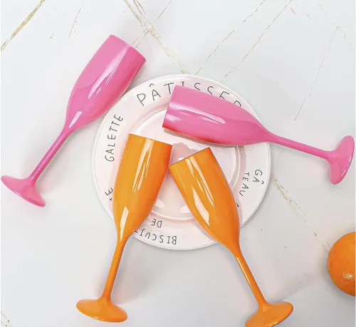 Miniatura 7 de XUWAIDSGN Copas de Champán Acrílicas de Flauto para Boda Copas de Champán para Brindar Flauto de Champán de Goblet Plástico Reutilizables e Rosa