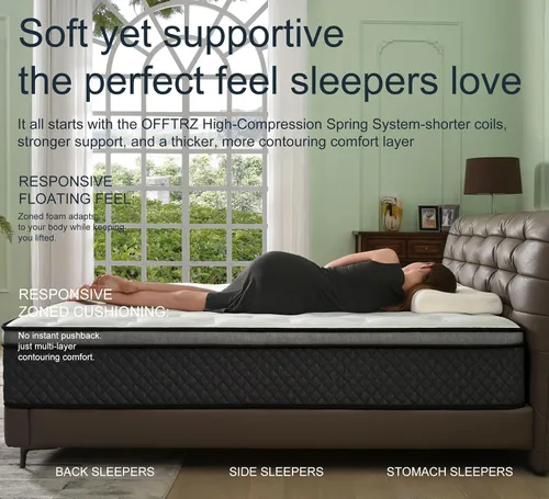 Miniatura 7 de Colchón híbrido King de 12 pulgadas en caja, certificado CertiPUR-US Gel memory foam & pocketed springs, medium plush cooling mattress relieves