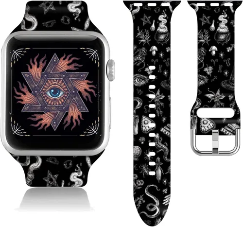 Miniatura 12 de Compatible con Apple Watch de copo de nieve de 38/40/41/42/44/45/46/1.929 in para mujeres y hombres, correa de repuesto de silicona suave para Hojas