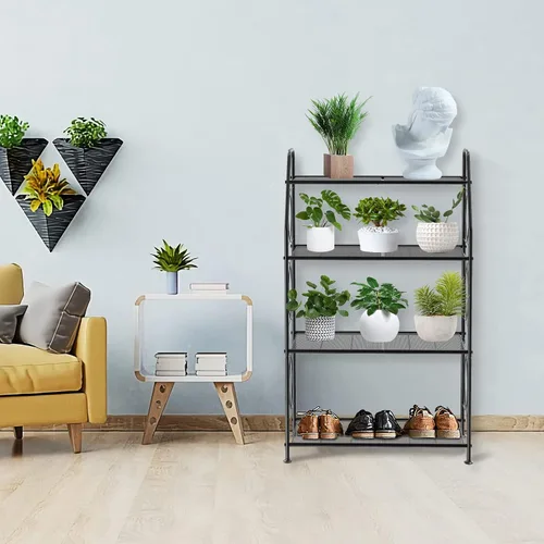 Miniatura 4 de VyGrow Soporte para plantas, estante de 4 niveles para interiores y exteriores, soporte alto de metal resistente para plantas, estante para sala