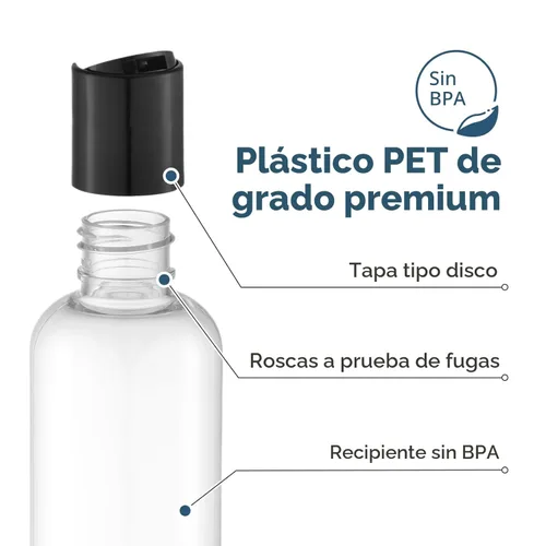 Miniatura 3 de Botella de viaje de 3.4oz con tapa abatible con tapa superior de disco, Claro Transparente