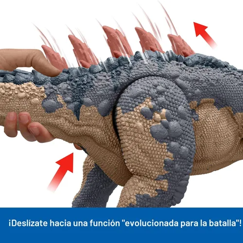 Miniatura 5 de Mattel Jurassic World Figura de acción de rastreadores gigantes, juguete de dinosaurio Mapusaurus con ataque de rabieta de mordida mega, espinas