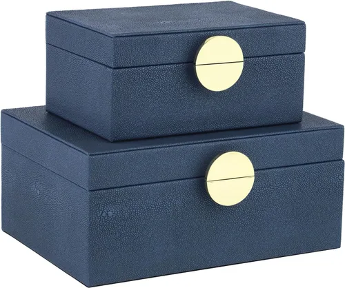 Miniatura 10 de HofferRuffer - Cajas de joyería de piel sintética, juego de 2 piezas de cajas decorativas de almacenamiento con accesorios organizadores y herrajes