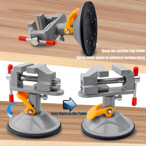 Miniatura 5 de Yakamoz Mini Tornillo de Banco 360 Grados Abrazadera de Succión Tornillo de Mesa Pequeña Abrazadera de Banco para Trabajos en Joyería, Manualidades