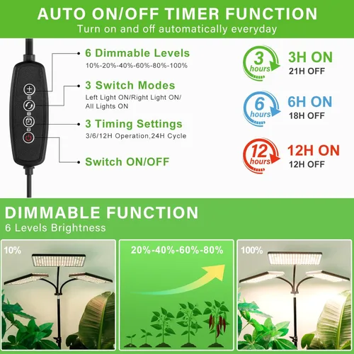Miniatura 4 de Luces de cultivo LBW 2024 para plantas de interior con soporte, 642 LEDs de espectro completo, lámpara de planta de pie alta, lámpara de planta alta