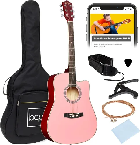Miniatura 15 de Best Choice Products Guitarra Acústica para Principiantes de 41 Pulgadas, Tamaño Completo, Toda de Madera con Cutaway, Juego de Inicio con Funda