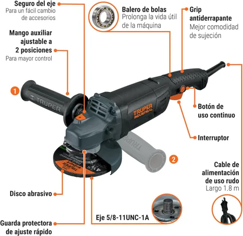 Miniatura 3 de Amoladora angular, 4-1/2 ', industrial, 1200 W