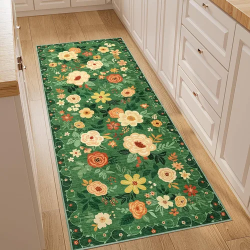 Miniatura 156 de DUKINO Alfombra de área de 6 x 9 pies, alfombra floral para sala de estar, ligera, antideslizante, lavable, alfombra de interior de pelo bajo