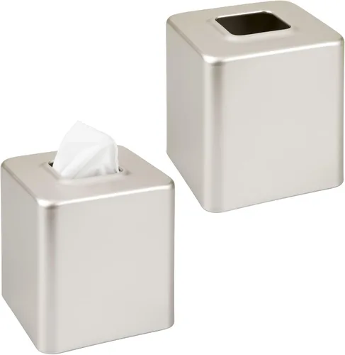 Miniatura 12 de mDesign Caja de Pañuelos — Soporte decorativo para caja de pañuelos para dormitorios, baños y más — Cubierta cuadrada para caja de pañuelos