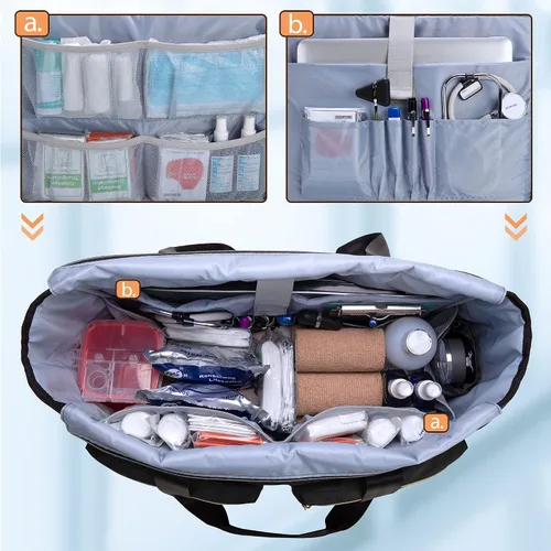 Miniatura 23 de Damero Bolsa de enfermera con funda para laptop para el trabajo y el cuidado del hogar, estudiantes de medicina