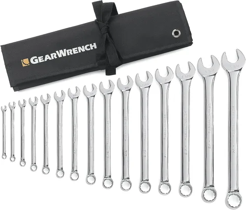 Miniatura 10 de GEARWRENCH 81902 Juego de llaves combinadas de 15 piezas de 12 puntos, patrón largo, métrico