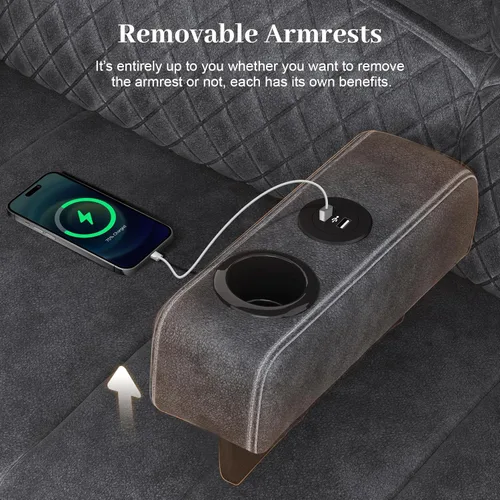 Miniatura 6 de Yolsali Sofá reclinable de 3 plazas, sofá reclinable manual con asiento central multifuncional, sofá reclinable para sala de estar con espacio