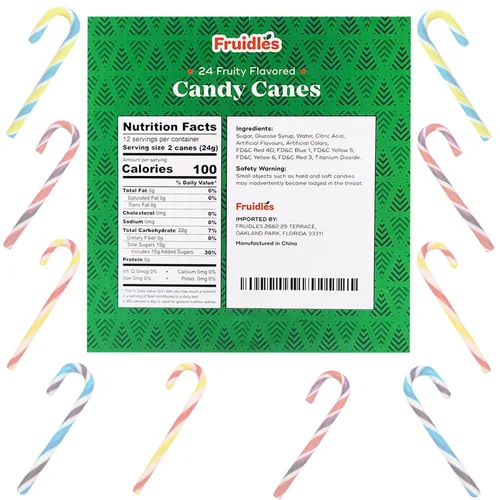 Miniatura 2 de Bastones de caramelo de Navidad, sabor afrutado multicolor arcoíris, envueltos individualmente (paquete de 48)