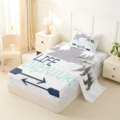 Miniatura 6 de Juego de sábanas con temática de camping feliz, juego de ropa de cama de viaje para niños, niñas, niños, adolescentes, decoración de dormitorio