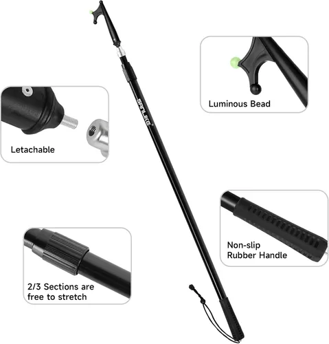 Miniatura 2 de SANLIKE Telescopic Fiberglass Boat Hook with Non-Slip Plastic Hand Grips for Docking