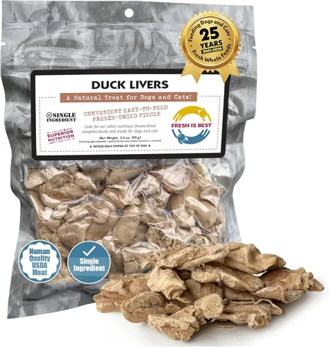 Miniatura 11 de Fresh Is Best Duck Heart - Golosinas liofilizadas para perros – Golosinas crudas liofilizadas para gatos en bolsa resellable con cremallera – Alto