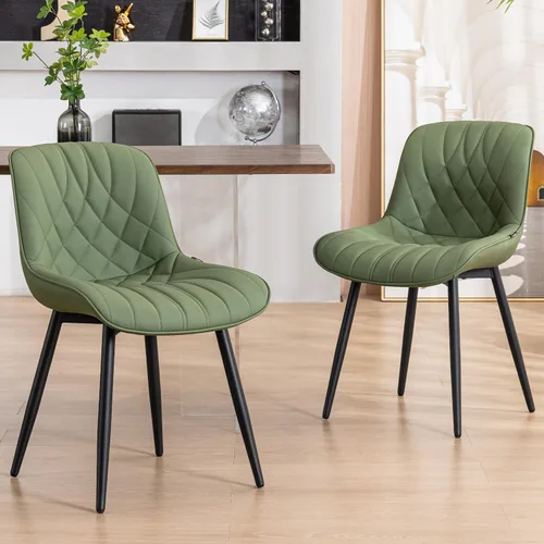 Miniatura 12 de YOUNUOKE Juego de 2 Sillas de Comedor de Mediados de Siglo Modernas Silla de Cocina Cómodas Sillas Tapizadas de Cuero Sintético Sillas de Cena