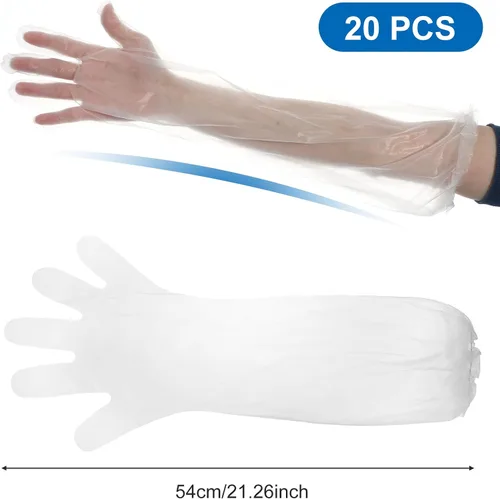 Miniatura 2 de Guantes de limpieza de manga larga desechables de longitud de codo manga de plástico impermeable guantes de brazo de protección limpieza cocina