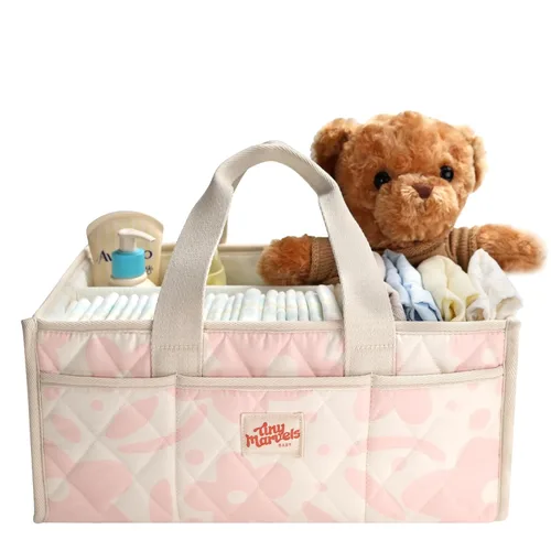 Miniatura 9 de Tiny Marvels Organizador de pañales para bebé, cesta repelente al agua para artículos esenciales para recién nacidos y estación de pañales, regalo