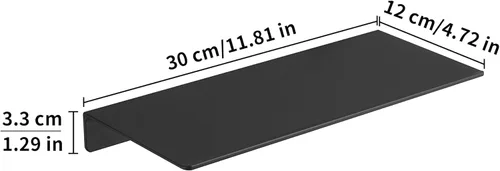 Miniatura 3 de JOOM Estante de pared de metal, flotante, 12" negro, pequeño, estantes de exhibición para almacenamiento (negro, 12 pulgadas)