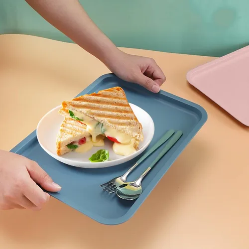 Miniatura 6 de Cieovo Paquete de 10 bandejas para servir comida rápida, colorida bandeja rectangular para cafetería, para restaurante, hogar, escuela, suministros