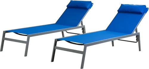 Miniatura 3 de Kozyard Wilson - Silla de salón ajustable con revestimiento E de hierro forjado y asiento de textileno transpirable (color azul, 2 sillas)